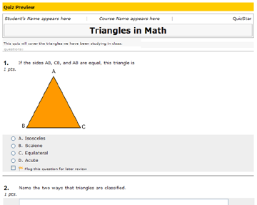 Quiz Example: Math Quiz